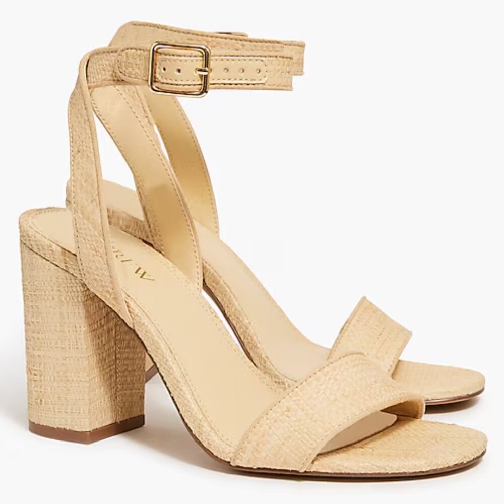 J. Crew Woven (raffia) Heeled Sandals Size 7